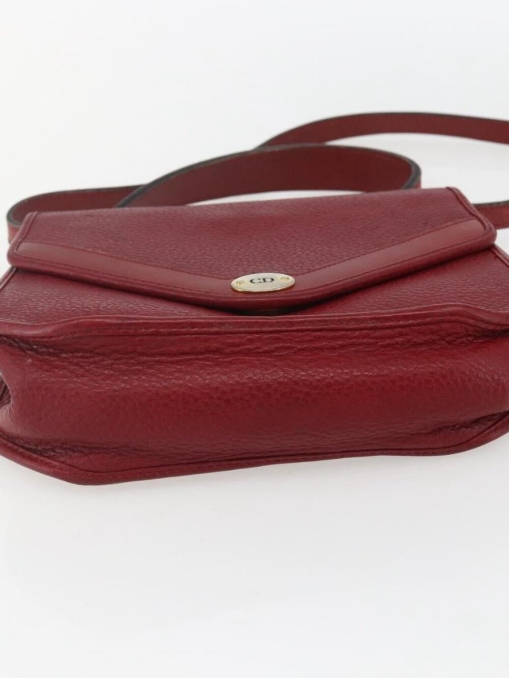 Christian Dior Hand Bag Leather 2way Red Gold Auth BA8209 - Picture 6 of 16